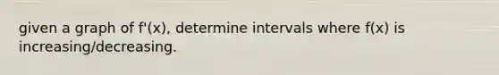 given a graph of f'(x), determine intervals where f(x) is increasing/decreasing.