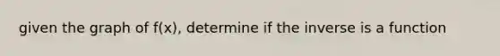 given the graph of f(x), determine if the inverse is a function
