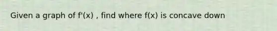 Given a graph of f'(x) , find where f(x) is concave down