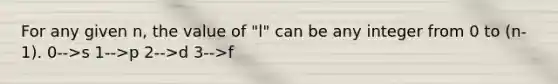 For any given n, the value of "l" can be any integer from 0 to (n- 1). 0-->s 1-->p 2-->d 3-->f