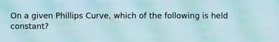 On a given Phillips Curve, which of the following is held constant?