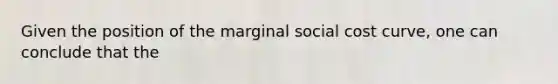 Given the position of the marginal social cost curve, one can conclude that the