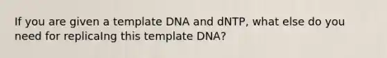 If you are given a template DNA and dNTP, what else do you need for replicaIng this template DNA?