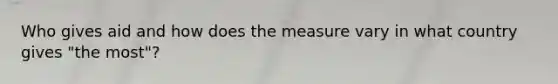 Who gives aid and how does the measure vary in what country gives "the most"?