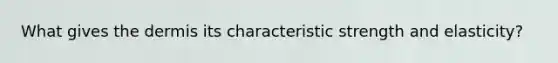 What gives the dermis its characteristic strength and elasticity?