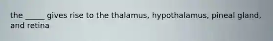 the _____ gives rise to the thalamus, hypothalamus, pineal gland, and retina