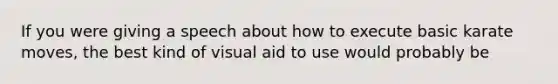 If you were giving a speech about how to execute basic karate moves, the best kind of visual aid to use would probably be