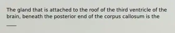 The gland that is attached to the roof of the third ventricle of the brain, beneath the posterior end of the corpus callosum is the ____