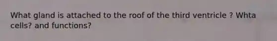 What gland is attached to the roof of the third ventricle ? Whta cells? and functions?