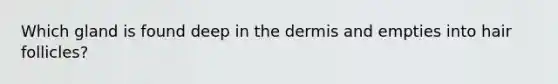 Which gland is found deep in the dermis and empties into hair follicles?