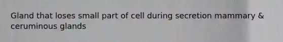 Gland that loses small part of cell during secretion mammary & ceruminous glands