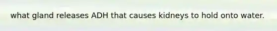 what gland releases ADH that causes kidneys to hold onto water.