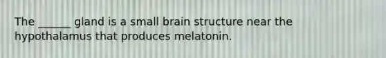 The ______ gland is a small brain structure near the hypothalamus that produces melatonin.