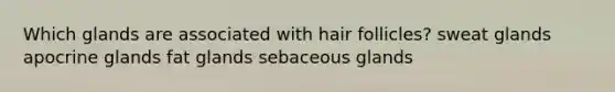 Which glands are associated with hair follicles? sweat glands apocrine glands fat glands sebaceous glands