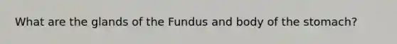 What are the glands of the Fundus and body of the stomach?