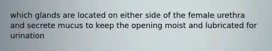 which glands are located on either side of the female urethra and secrete mucus to keep the opening moist and lubricated for urination