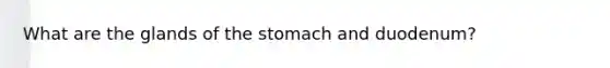 What are the glands of the stomach and duodenum?