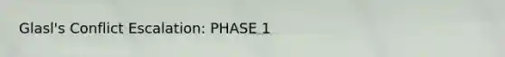 Glasl's Conflict Escalation: PHASE 1