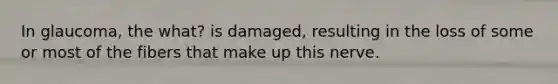 In glaucoma, the what? is damaged, resulting in the loss of some or most of the fibers that make up this nerve.