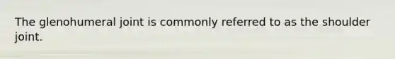 The glenohumeral joint is commonly referred to as the shoulder joint.