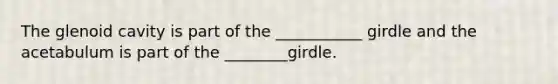 The glenoid cavity is part of the ___________ girdle and the acetabulum is part of the ________girdle.