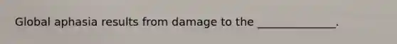 Global aphasia results from damage to the ______________.