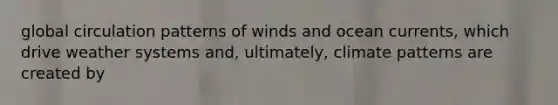 global circulation patterns of winds and ocean currents, which drive weather systems and, ultimately, climate patterns are created by