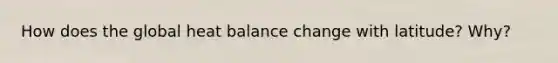 How does the global heat balance change with latitude? Why?