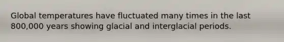 Global temperatures have fluctuated many times in the last 800,000 years showing glacial and interglacial periods.