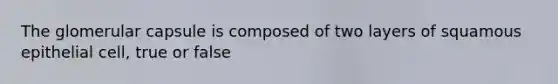 The glomerular capsule is composed of two layers of squamous epithelial cell, true or false