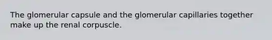 The glomerular capsule and the glomerular capillaries together make up the renal corpuscle.