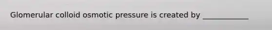 Glomerular colloid osmotic pressure is created by ____________