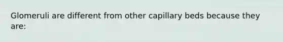 Glomeruli are different from other capillary beds because they are: