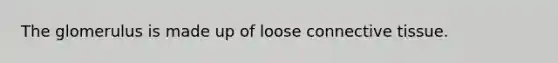 The glomerulus is made up of loose <a href='https://www.questionai.com/knowledge/kYDr0DHyc8-connective-tissue' class='anchor-knowledge'>connective tissue</a>.