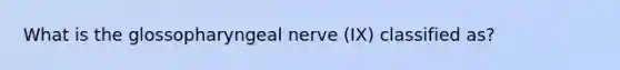 What is the glossopharyngeal nerve (IX) classified as?