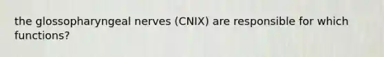 the glossopharyngeal nerves (CNIX) are responsible for which functions?