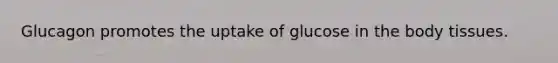 Glucagon promotes the uptake of glucose in the body tissues.