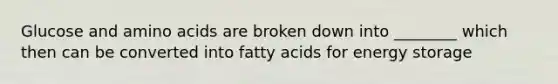 Glucose and amino acids are broken down into ________ which then can be converted into fatty acids for energy storage