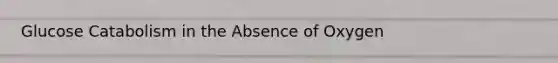 Glucose Catabolism in the Absence of Oxygen