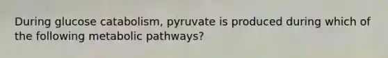 During glucose catabolism, pyruvate is produced during which of the following metabolic pathways?