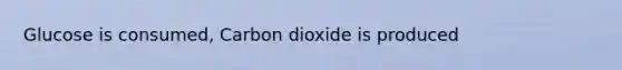 Glucose is consumed, Carbon dioxide is produced