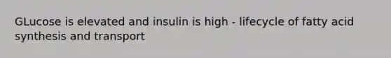 GLucose is elevated and insulin is high - lifecycle of fatty acid synthesis and transport