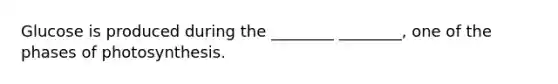 Glucose is produced during the ________ ________, one of the phases of photosynthesis.