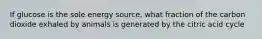 If glucose is the sole energy source, what fraction of the carbon dioxide exhaled by animals is generated by the citric acid cycle
