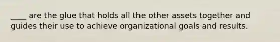 ____ are the glue that holds all the other assets together and guides their use to achieve organizational goals and results.