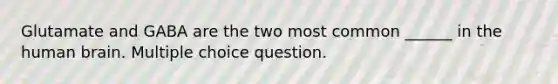 Glutamate and GABA are the two most common ______ in the human brain. Multiple choice question.