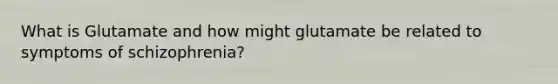 What is Glutamate and how might glutamate be related to symptoms of schizophrenia?