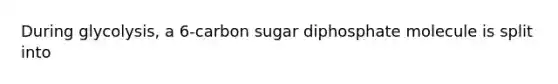 During glycolysis, a 6-carbon sugar diphosphate molecule is split into