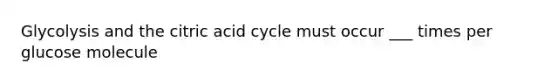 Glycolysis and the citric acid cycle must occur ___ times per glucose molecule