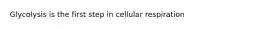 Glycolysis is the first step in cellular respiration